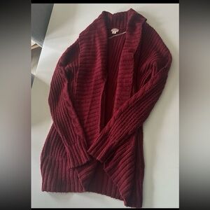 Maroon Cable knit Cardigan sweater size Med